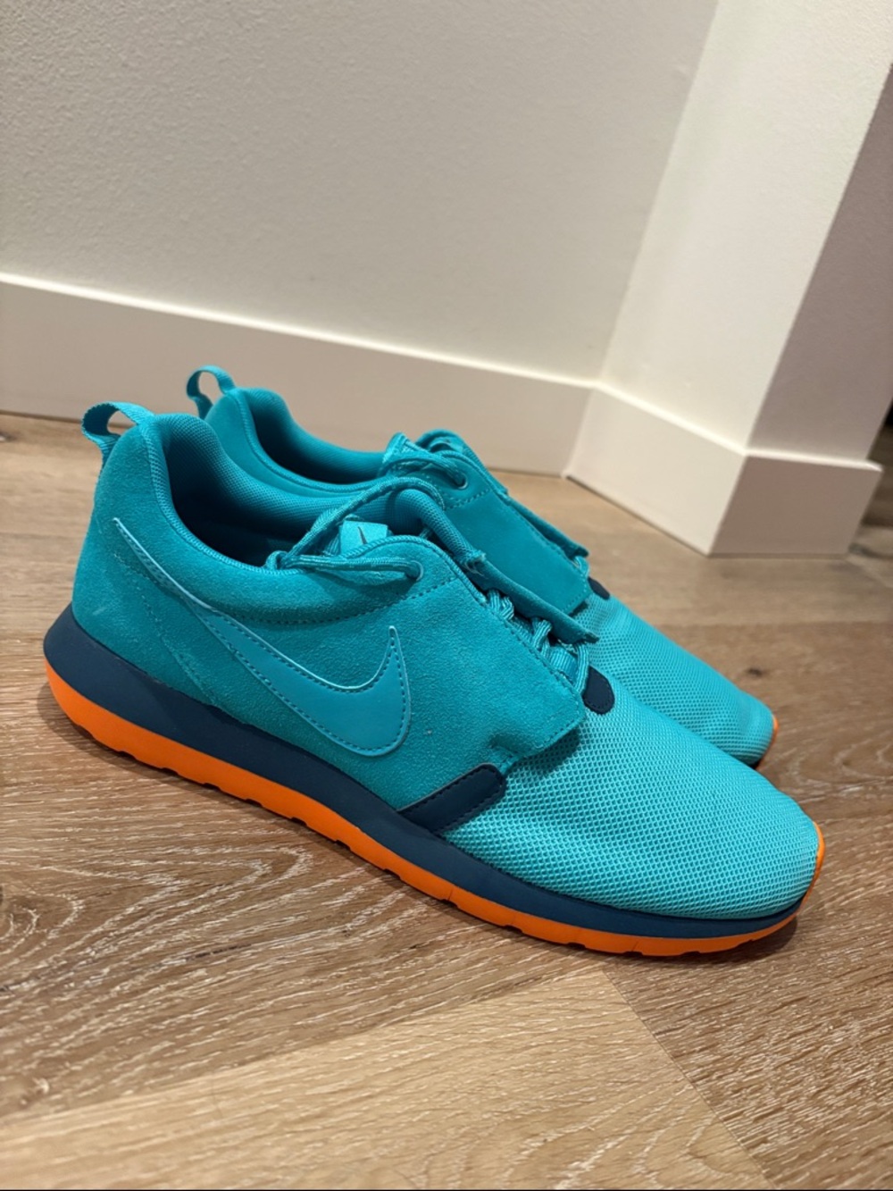 NIB [Nike] Roshe Run NM Athletic Shoes in Dusty Cactus/Spice Blue Men’s 9.5 - Picture 4 of 11